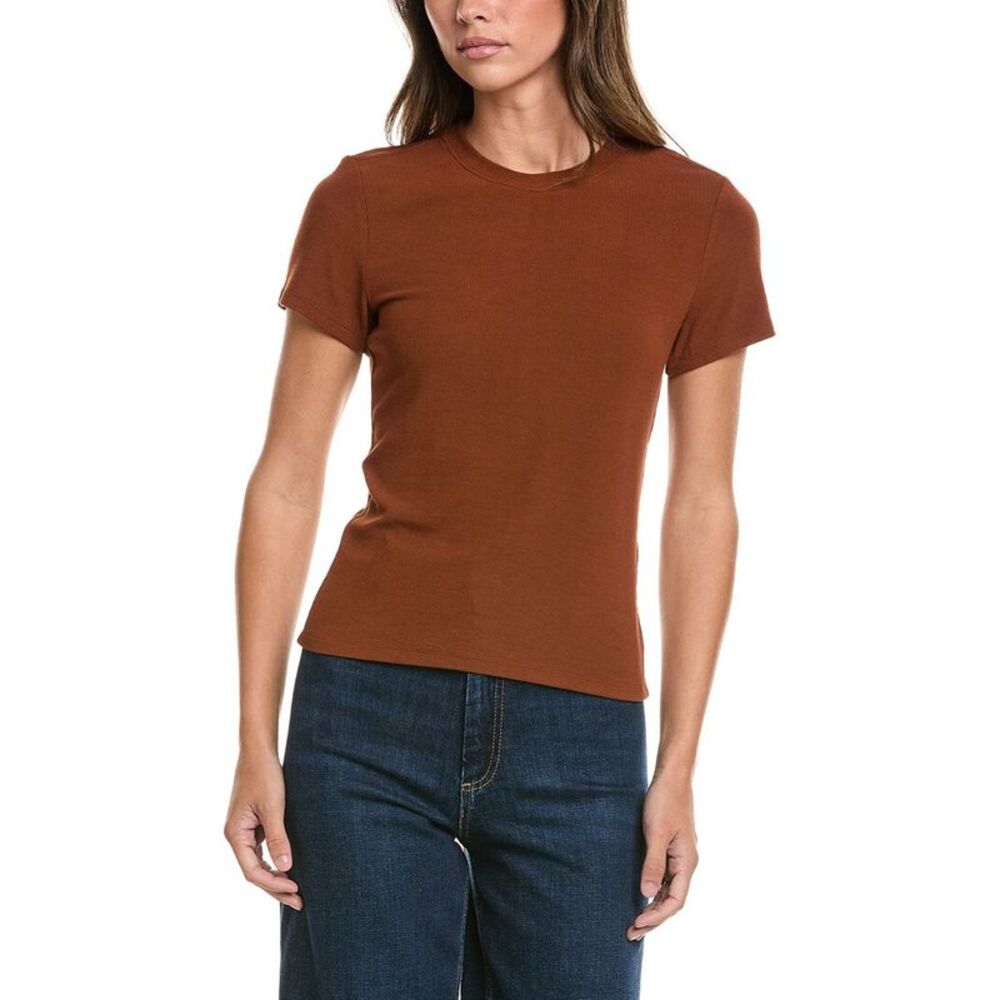 Frame Denim Womens  The Rib Baby T-Shirt, Brown
